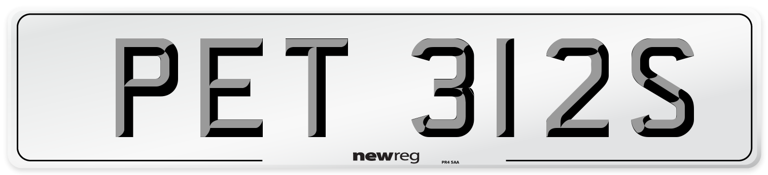 PET 312S Number Plate from New Reg
